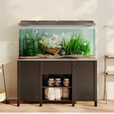 Red Barrel Studio® Xaniah Rectangle Aquarium Stand Wood (best for furniture style stands) in Black/Brown | 29 H x 51 W x 19.3 D in | Wayfair