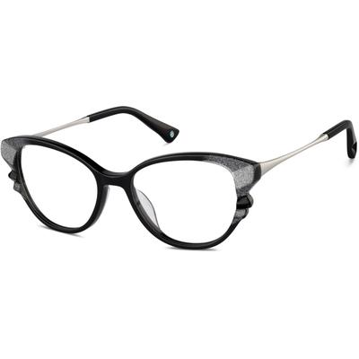 Zenni Women's Cat-Eye Prescription Glasses Black Mixed Full Rim Frame