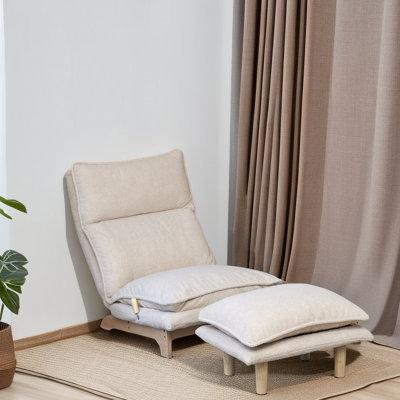 Accent Chair - Ebern Designs Barrand Wide Cotton in Brown/White | 37 H x 26 W x 47 D in | Wayfair 286B13C1725A4B089D67B9AB56FBD31B