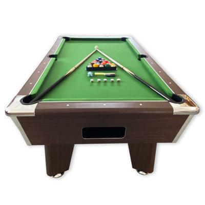 Simba USA Inc 7ft Coin Operated Pool Table Green – Competition Manufactured Wood in Brown/Green | 32 H x 84 W x 47 D in | Wayfair SMBA1119