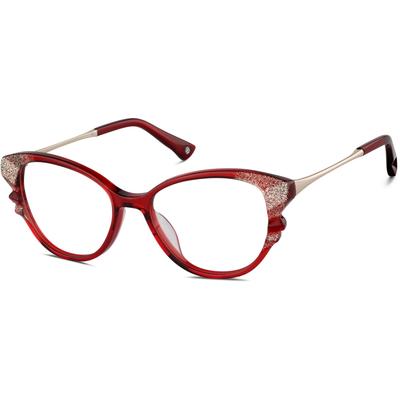 Zenni Women's Cat-Eye Prescription Glasses Red Mixed Full Rim Frame