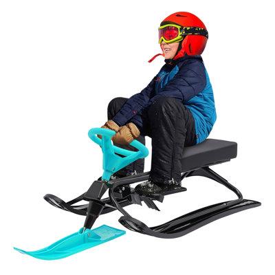 YYBUSHER Outdoor Ski Snow Sled Slider Board Plastic/Metal in Blue | 15 H x 31.5 W x 19.3 D in | Wayfair YYBUSHER12284