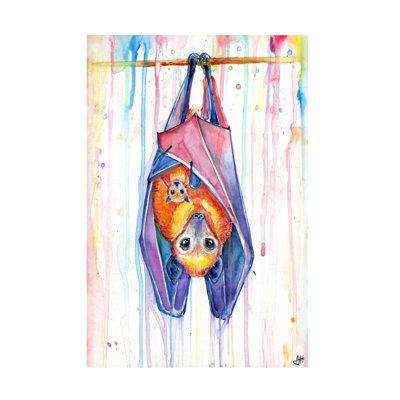 Millwood Pines Buncha Bats On Canvas by Marc Allante Print Canvas in Blue/Orange/Pink | 16 H x 24 W x 2 D in | Wayfair