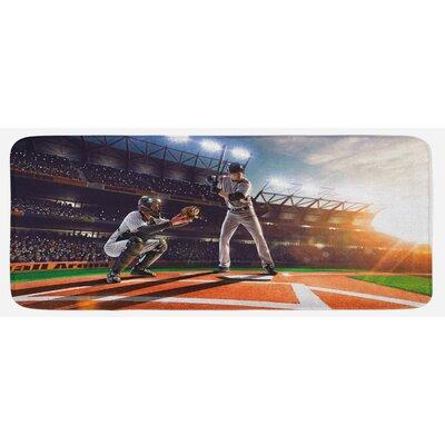East Urban Home Professional Baseball Players In The Stadium Playing The Game Pich Sports Print Multicolor Kitchen Mat, Polyester | Wayfair