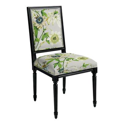 Limited Edition Square Back Louis XVI Side Chair - Lottie Gray with Distressed Black Frame - Ballard Designs - Ballard Designs