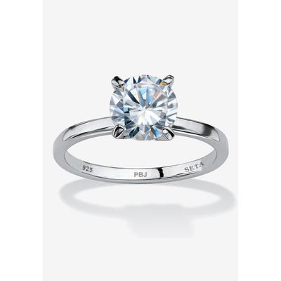 Women's 2 Tcw Round Cubic Zirconia Solitaire Ring In .925 Sterling Silver by PalmBeach Jewelry in Silver (Size 8)