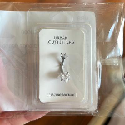 Urban Outfitters Jewelry | Brand New Rhinestone Heart Belly Button Ring | Color: Silver | Size: Os