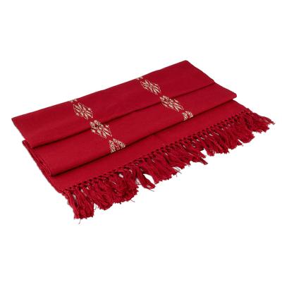 Mountains and Valleys in Red,'Handmade Red Cotton Table Runner'