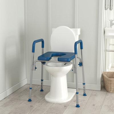 Flash Furniture Alleria Height Adjustable Multifunctional Heavy Duty Commode & Shower Chair, Rubber | 31.5 H x 26.5 W x 20 D in | Wayfair
