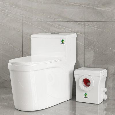 SUPERFLO Upflush Toilet System w/ 600W Macerating Toilet Pump, Max Pumping to V26.2ft & H262ft in White | 25.7 H x 15.3 W x 28.3 D in | Wayfair