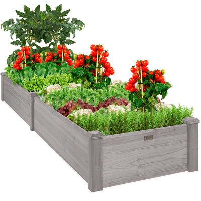 Arlmont & Co. Ritums 8x2ft Outdoor Wooden Raised Garden Bed Planter for Grass, Lawn, Yard Wood in Gray | 10 H x 24 W x 24 D in | Wayfair