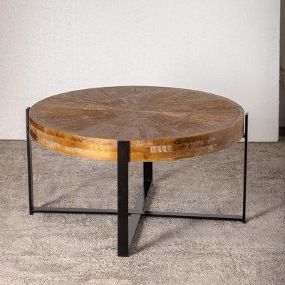 Millwood Pines Carmene Coffee Table Wood/Metal in Black/Brown | 17.91 H x 33.46 W x 33.46 D in | Wayfair D0FC1B6058704AC79F464291E71FAA6C
