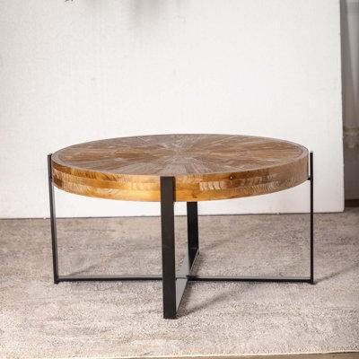 Millwood Pines Aronow Coffee Table Wood/Metal in Black/Brown | 17.91 H x 33.46 W x 33.46 D in | Wayfair 951BDF4F8B3E41E281BFD1463A8E1F82