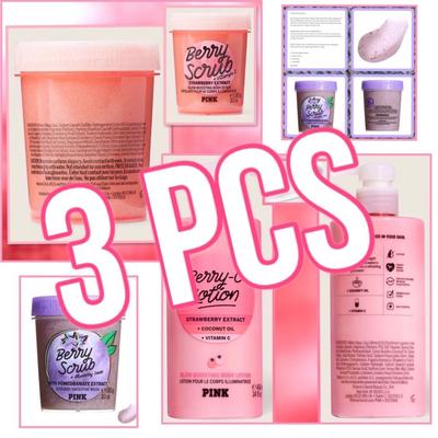 Pink Victoria's Secret Bath, Skin & Hair | Kids Berry Scented Fragrance Skincare Scrub Lotion Personal Care Gift Lot Unisex | Color: Pink | Size: Unisex Gift~ 3x Full Size