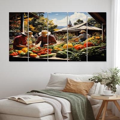Design Art Farmers Food Market Pointillism - Vegetables Metal Wall Art Prints Set in Green/Orange | Wayfair MT71786-401