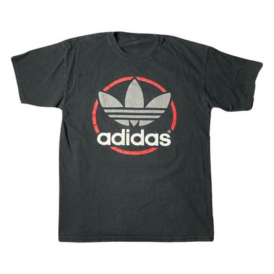 Adidas Shirts | Black Grunge Beat Up Adidas Tee Size Large | Color: Black/Red | Size: L