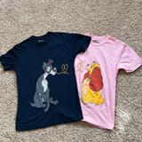 Disney Tops | Like New Disney Lady & The Tramp Couple’s Matching Tees Set For Valentine’s Day! | Color: Blue/Pink | Size: Women’s S/Men’s M