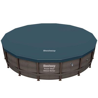 Bestway Power Steel Round Above Ground Outdoor Swimming Pool Set w/ Shaded Canopy, Filter Pump, & Cover Plastic in Brown | Wayfair 15123-BW-NEW