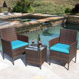Winston Porter Reyanna 2 - Person Outdoor Seating Group Synthetic Wicker/All - Weather Wicker/Wicker/Rattan in Brown | Wayfair
