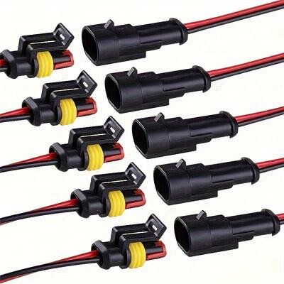 10pcs 2 Pin Way Electrical Connector, Male Female Plug Socket Quick Disconnect Plug, 18awg Car Waterproof Wire For Car Truck, Motorcycle, Boat
