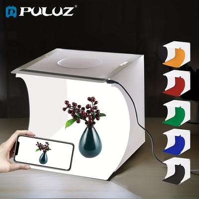 7.87in Folding Portable 550lm Light Photo Light Tent Box Kit With 6 Colors Backdrops Black, White, Yellow, Red, Green, Blue