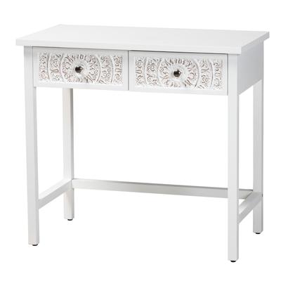 Yelena Classic And Traditional White Finished Wood 2-Drawer Console Table by Baxton Studio in White