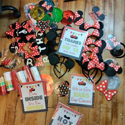 Disney Other | Disney Minnie Mouse Birthday Party Decorations Supplies Red Black Headbands | Color: Black/Red | Size: Osg