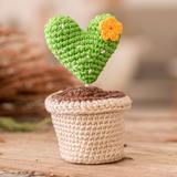 Love Cactus,'Heart-Shaped Floral Cactus Crocheted Cotton Home Accent'