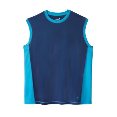 Men's Big & Tall Swim muscle tank by KS Island in Navy Electric Turquoise (Size 8XL)