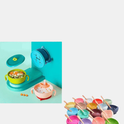 Vigor Perfect Cute Baby Silicone Gift Set Bowls Combo Pack - Bulk 3 Sets