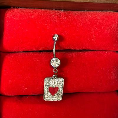Urban Outfitters Jewelry | Ace Card Belly Button Ring | Color: Red/Silver | Size: Os