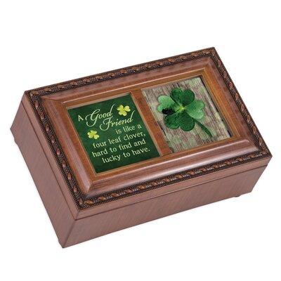 Trinx Good Friend Four Leaf Clover Memory Box Plastic Acrylic in Brown Green | 2.625 H x 6 W x 4 D in | Wayfair 8844A7EEF3DB460ABFC4206805B1736E