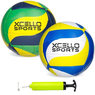Excello Global Products Xcello Sports Volleyball Assorted Graphics w/ Pump, Pack of 2 in Green/White/Yellow | 6.6 H x 7.8 W x 8.6 D in | Wayfair