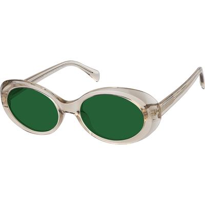 Zenni Women's Retro Oval Rx Sunglasses Gray Eco Full Rim Frame