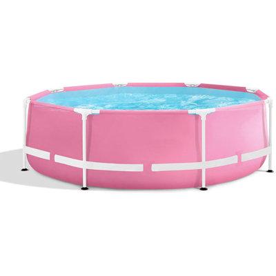 HIGEMZ 2.5 ft x 8 ft Metal Frame Set Pool in Pink | 30 H x 96 W x 96 D in | Wayfair H0BVNTPZCK