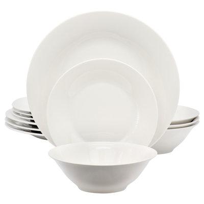 Gibson Home Everyday 12 Piece Round Fine Ceramic Dinnerware Set in White | Wayfair 950121602M