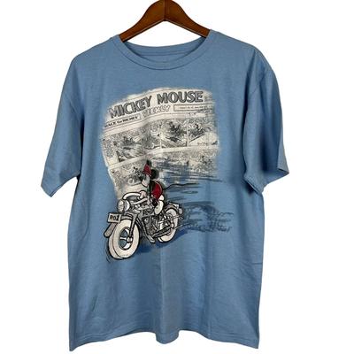 Disney Shirts | Disney Graphic Tee Mickey Motorcycle Short Sleeve Blue - L | Color: Blue | Size: L