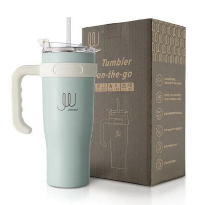JOWARE 40oz. Double Wall Insulated Travel Tumbler Plastic/Acrylic/Stainless Steel in Gray/Pink | Wayfair TRI-JW-JH015