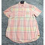 J. Crew Tops | Indian Madras Woven For J Crew Womens Shirt Small Pink Classic Fit Short Sleeve | Color: Pink | Size: S