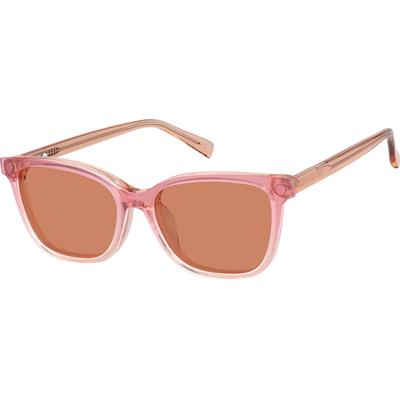 Zenni Women's Rectangle Prescription Glasses W  Snap-On Sunlens Pink Plastic Full Rim Frame