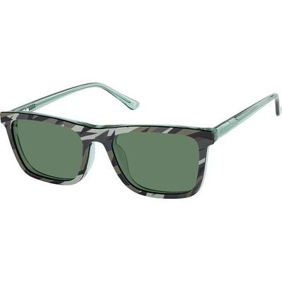 Zenni Men's Rectangle Prescription Glasses W/ Snap-On Sunlens Green Plastic Full Rim Frame