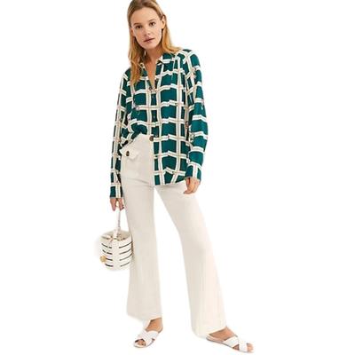 Free People Tops | Free People Window To My Heart Buttondown Shirt Flowers Windowpane Xs Oversized | Color: Green/White | Size: Xs