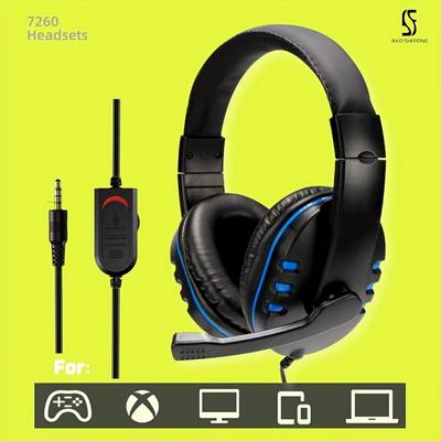 7260 Wired Headset With Microphone, Suitable For Gaming, Entertainment, Online Leisure, Work And Study, Compatible With: Ps4/ps5/ One/switch/mobile Phone/pc Tablet, Comfortable To Wear, Loud Sound