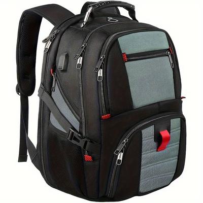 1pc Large Capacity Travel Backpack With Usb Charging Port - Water Resistant Hiking Bag For 17-inch Laptop And Sports Gear