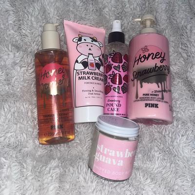 Pink Victoria's Secret Bath & Body | Honey & Strawberry Body Care Set | Color: Pink | Size: Os