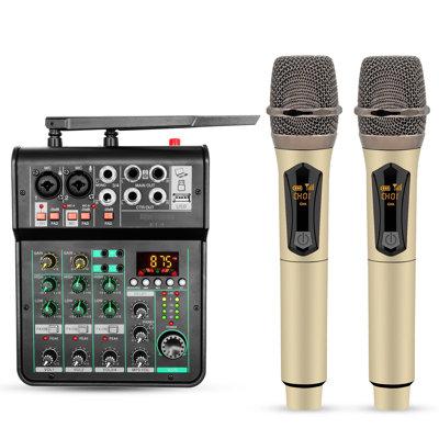 5 CORE Audio Mixer Channel DJ Equipment Digital Sound Board Karaoke XLR Mixers w Bluetooth USB | 13.7 H x 3.5 W x 13 D in | Wayfair MX 4CH 2MIC GLD