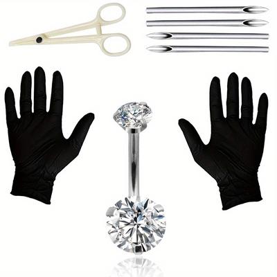 Simple Style Belly Piercing Tool Kit 14g Belly Button Ring With 316l Steel Piercing Needles And Piercing Clamp Belly Kit