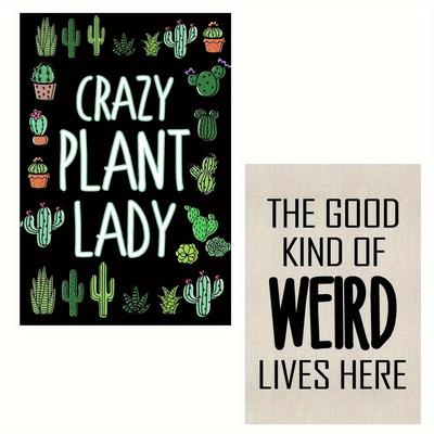 1pc, Yard Lawn Double Sided Home Decor Summer Yard Flag, Crazy Plant Lady Cute Cactus Porch Patio Backyard Flag, Home Decor, Outdoor Decor, Yard Decor, Garden Decorations, Patio Decor, Lawn Decor