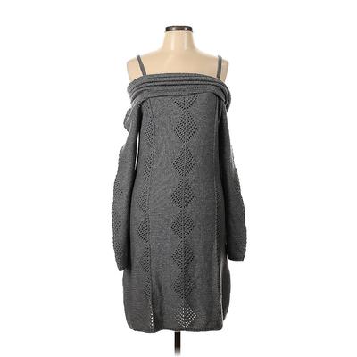 Laundry by Design Casual Dress - Sweater Dress Boatneck Long Sleeve: Gray Dresses - Women's Size Medium