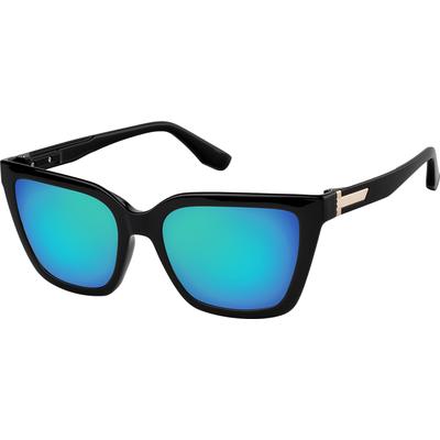 Zenni Women's Square Rx Sunglasses Black Plastic Full Rim Frame